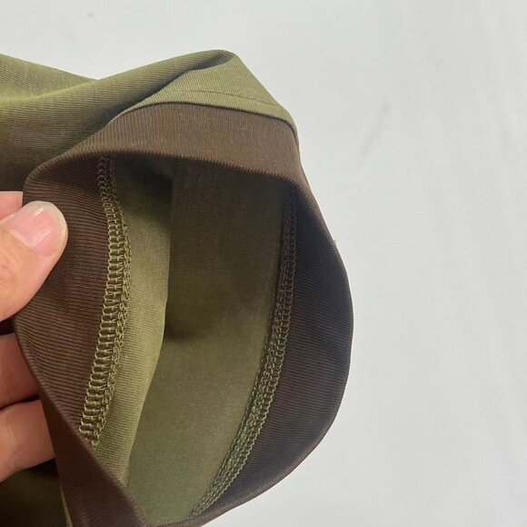 Miu Miu Olive Green Color-Blocked Flocked Logo Short-Sleeve T-Shirt, Size S - Picture 8 of 9